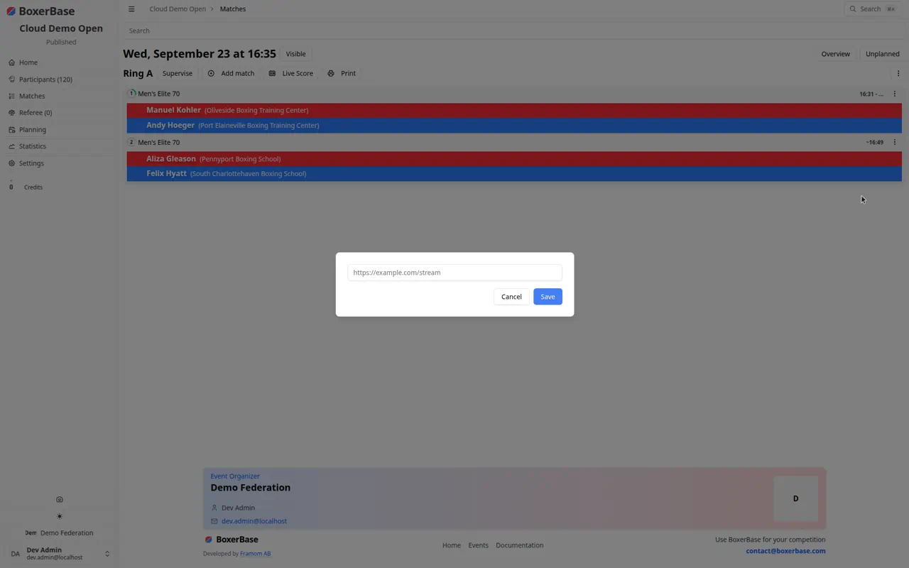 Set stream URL dialog